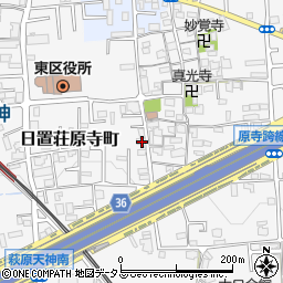 大阪府堺市東区日置荘原寺町221周辺の地図