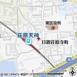 大阪府堺市東区日置荘原寺町106周辺の地図