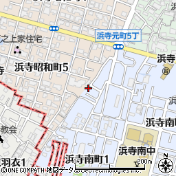 大阪府堺市西区浜寺南町1丁38周辺の地図