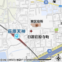 大阪府堺市東区日置荘原寺町194周辺の地図