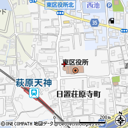 大阪府堺市東区日置荘原寺町周辺の地図