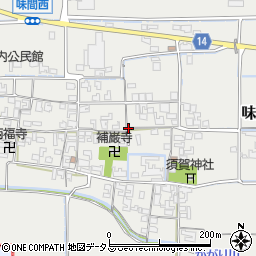 奈良県磯城郡田原本町味間周辺の地図