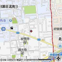 大阪府堺市東区日置荘原寺町457周辺の地図