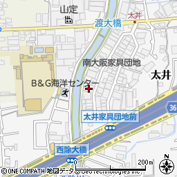 大阪府堺市美原区太井386-14周辺の地図
