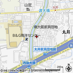 大阪府堺市美原区太井386周辺の地図