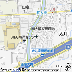 大阪府堺市美原区太井386-4周辺の地図