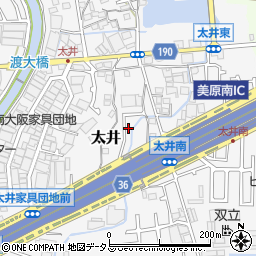 大阪府堺市美原区太井443周辺の地図
