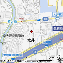大阪府堺市美原区太井447周辺の地図