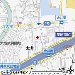 大阪府堺市美原区太井442-1周辺の地図