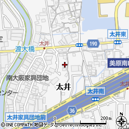 大阪府堺市美原区太井437-5周辺の地図