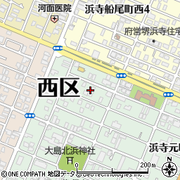 〒592-8343 大阪府堺市西区浜寺元町の地図
