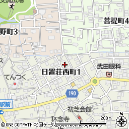 大阪府堺市東区日置荘西町1丁38周辺の地図
