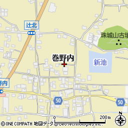 奈良県桜井市巻野内周辺の地図