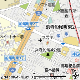大阪府堺市西区浜寺船尾町東3丁376周辺の地図