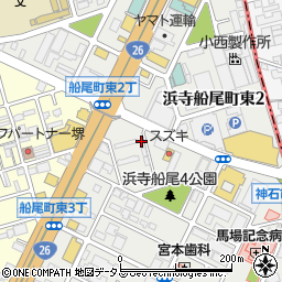 大阪府堺市西区浜寺船尾町東3丁378周辺の地図