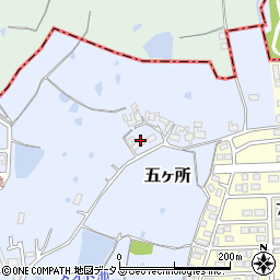 奈良県香芝市五ヶ所周辺の地図