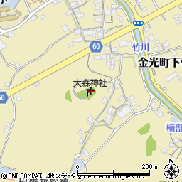 岡山県浅口市金光町下竹736周辺の地図