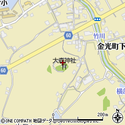 岡山県浅口市金光町下竹730-1周辺の地図