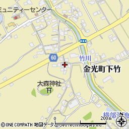 岡山県浅口市金光町下竹458周辺の地図