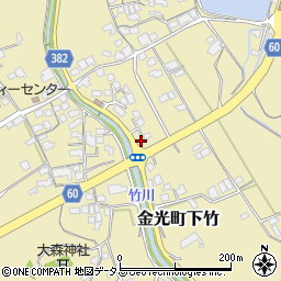 岡山県浅口市金光町下竹1334-1周辺の地図