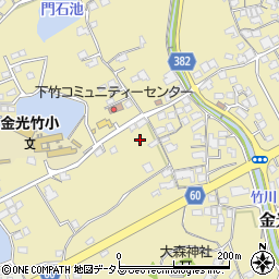 岡山県浅口市金光町下竹398周辺の地図