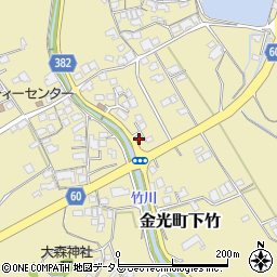岡山県浅口市金光町下竹1334-3周辺の地図