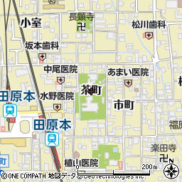奈良県田原本町（磯城郡）茶町周辺の地図