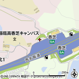 セブンイレブン西名阪道香芝ＳＡ下り店周辺の地図
