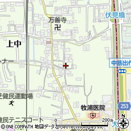 奈良県香芝市上中387周辺の地図