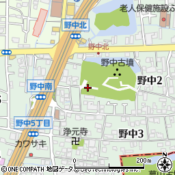 大阪府藤井寺市野中周辺の地図