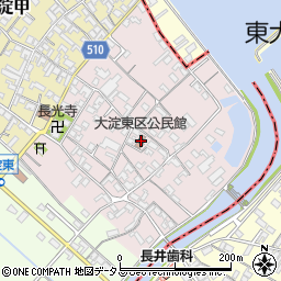 大淀東区公民館周辺の地図