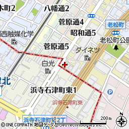 〒590-0824 大阪府堺市堺区老松町の地図