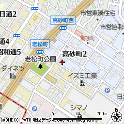 大阪府堺市堺区高砂町2丁74周辺の地図