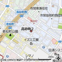 大阪府堺市堺区高砂町2丁53周辺の地図