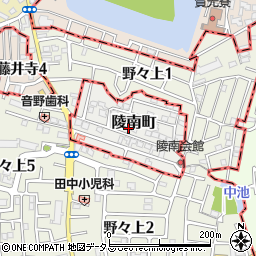 大阪府藤井寺市陵南町周辺の地図