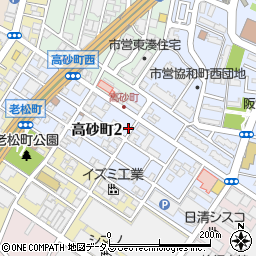 大阪府堺市堺区高砂町2丁43周辺の地図