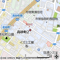 大阪府堺市堺区高砂町2丁42周辺の地図