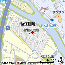 岡山県倉敷市粒江団地周辺の地図