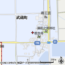 奈良県天理市武蔵町周辺の地図
