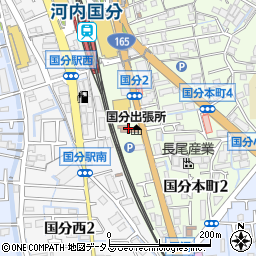 柏原市国分合同会館周辺の地図