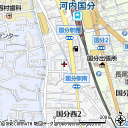 大阪府柏原市国分西周辺の地図