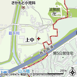 奈良県香芝市上中634-1周辺の地図