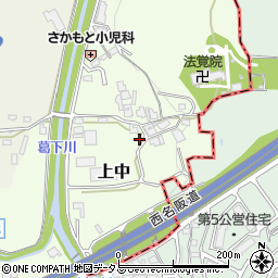 奈良県香芝市上中642周辺の地図