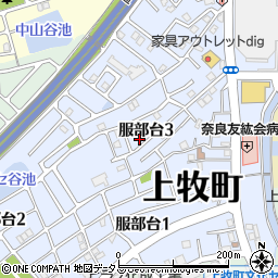 奈良県上牧町（北葛城郡）服部台周辺の地図