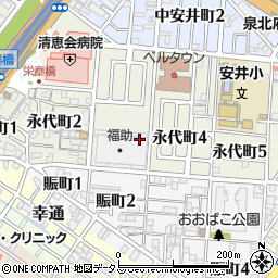 大阪府堺市堺区永代町周辺の地図