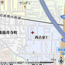大阪府藤井寺市西古室1丁目7周辺の地図