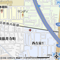 大阪府藤井寺市西古室1丁目1周辺の地図