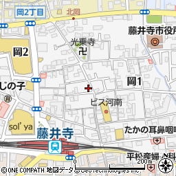 大阪府藤井寺市岡周辺の地図