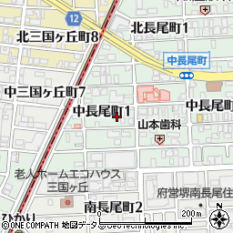 大阪府堺市北区中長尾町1丁周辺の地図