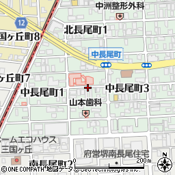 大阪府堺市北区中長尾町2丁周辺の地図